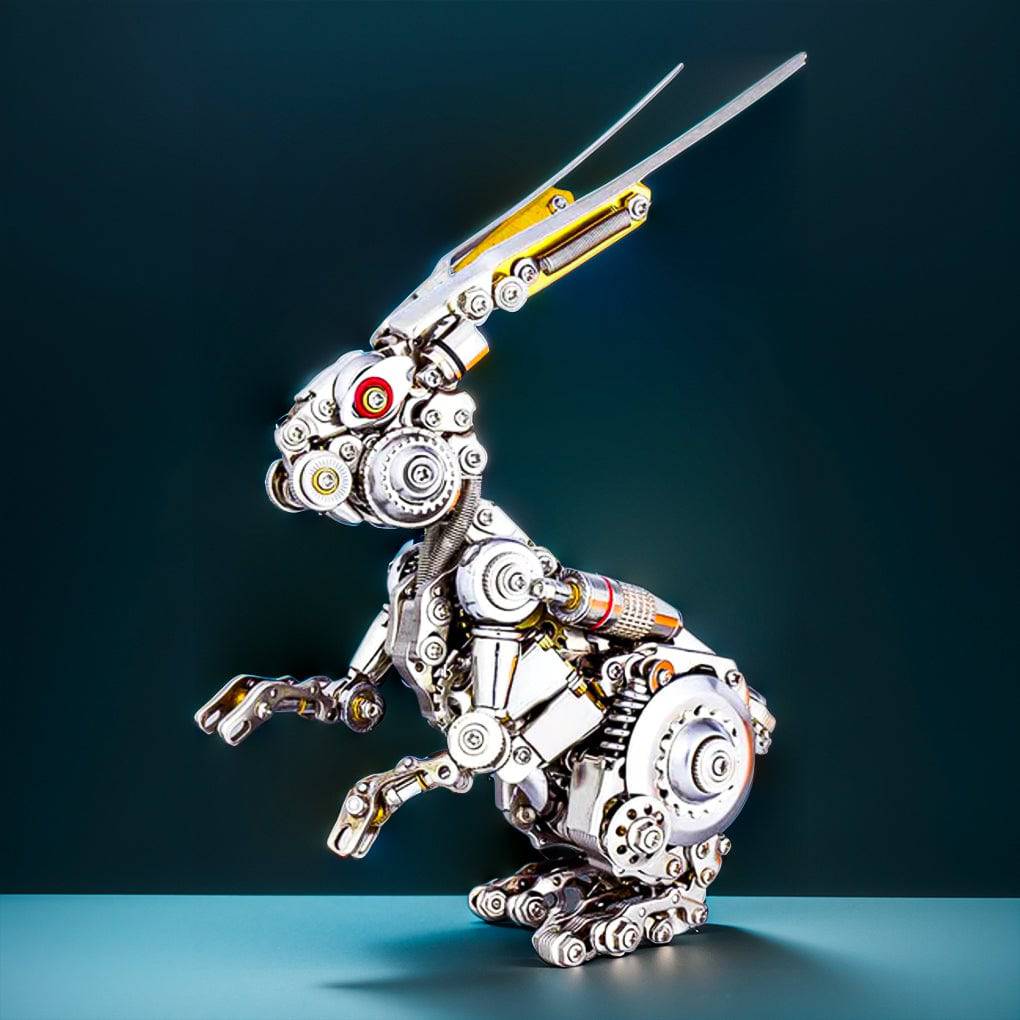 Intriguing DIY 3D Metal Punk Mechanical Rabbit Puzzle Assembly Kit - 500 Pieces of Fun! - OPICRAFT