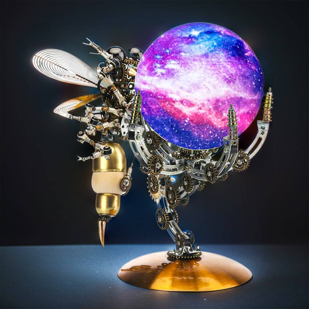 Ingenious 3D Metal Wasp Puzzle Kit with Remote-Controlled Lamp - 627 Intricate Pieces - OPICRAFT