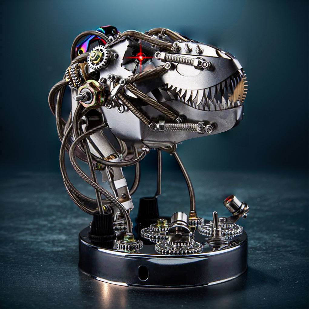 Create Your Own 3D Metal Steampunk Mechanical Dinosaur Head Model Kit - Over 180 Intricate Pieces! - OPICRAFT