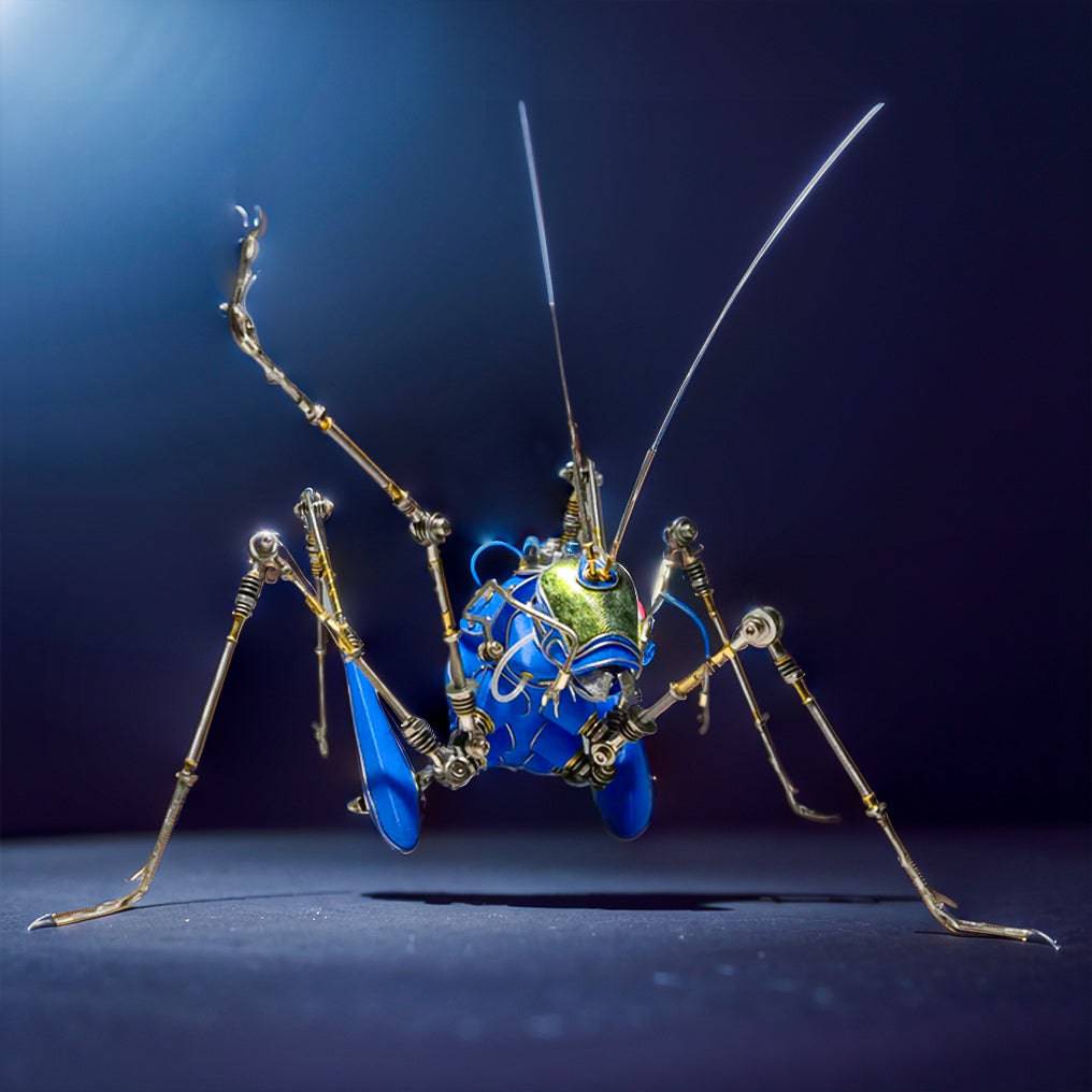Intricate 3D Metal Steampunk Blue Cricket Mechanical Puzzle Kit – Craft Your Own Masterpiece! - OPICRAFT