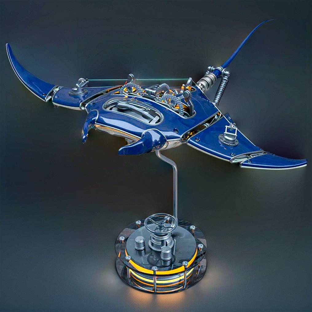 Illuminate Your Imagination: 3D Metal Mechanical Manta Ray Model Kit - Over 200 Pieces for a Stunning Assembly Experience! - OPICRAFT
