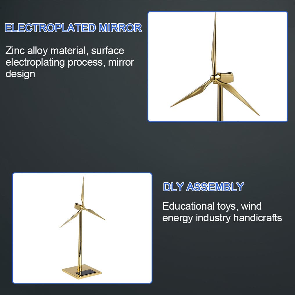 Enchanting Golden DIY 3D Metal Windmill: Solar-Powered Wind Turbine Assembly Model - OPICRAFT