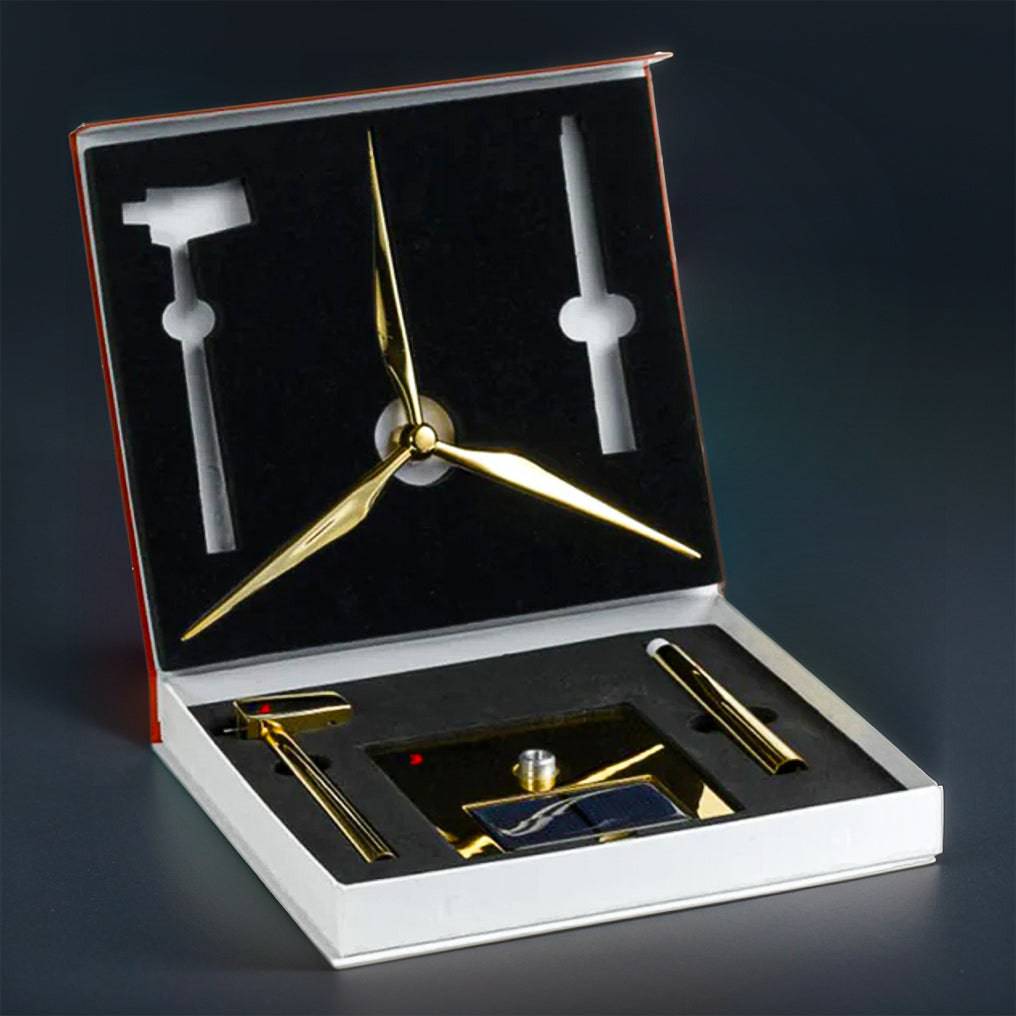 Enchanting Golden DIY 3D Metal Windmill: Solar-Powered Wind Turbine Assembly Model - OPICRAFT