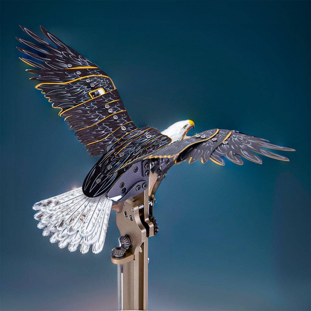 Captivating DIY 3D Bald Eagle Model Kit - Create a Soaring Haliaeetus Leucocephalus with Flapping Wings! - OPICRAFT
