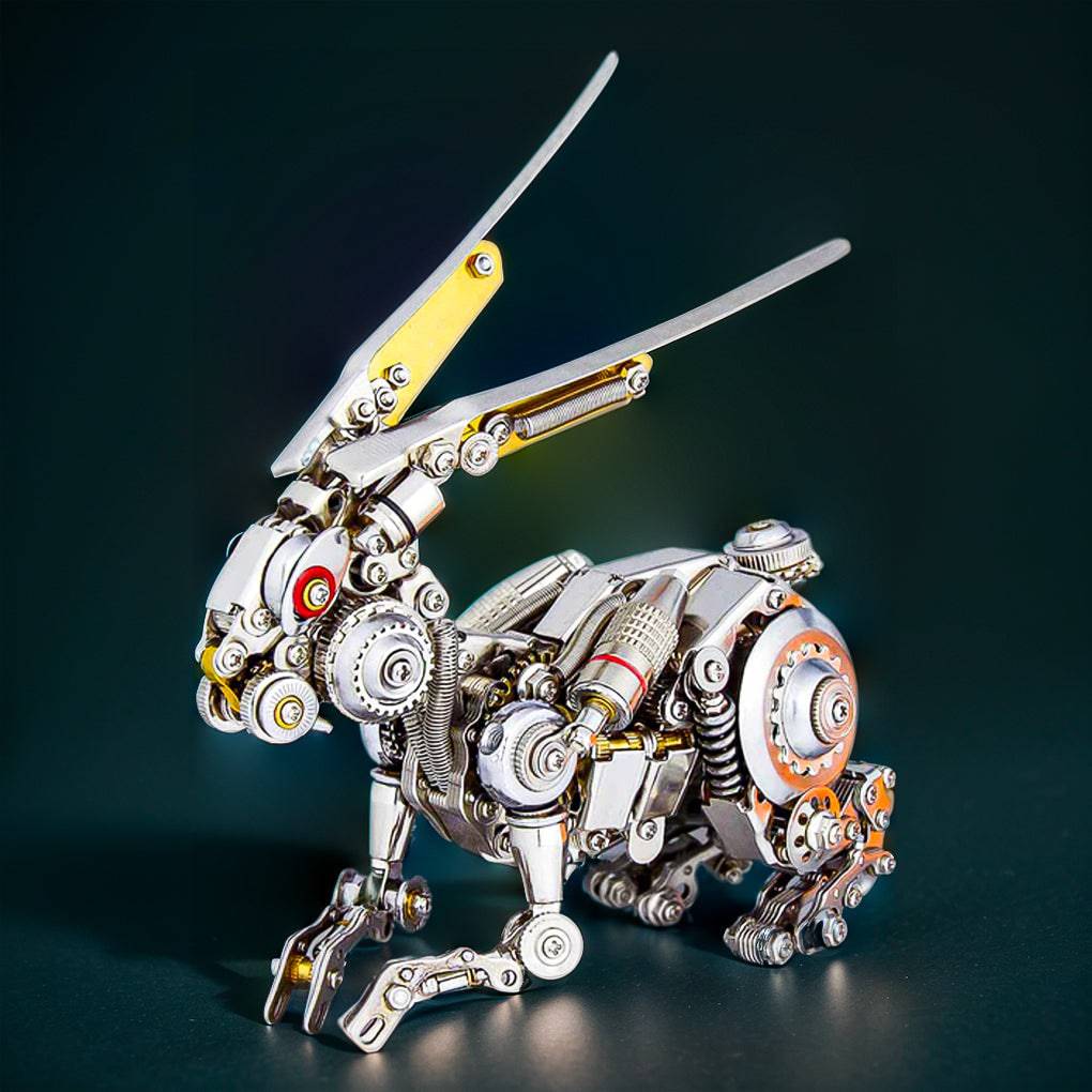 Intriguing DIY 3D Metal Punk Mechanical Rabbit Puzzle Assembly Kit - 500 Pieces of Fun! - OPICRAFT