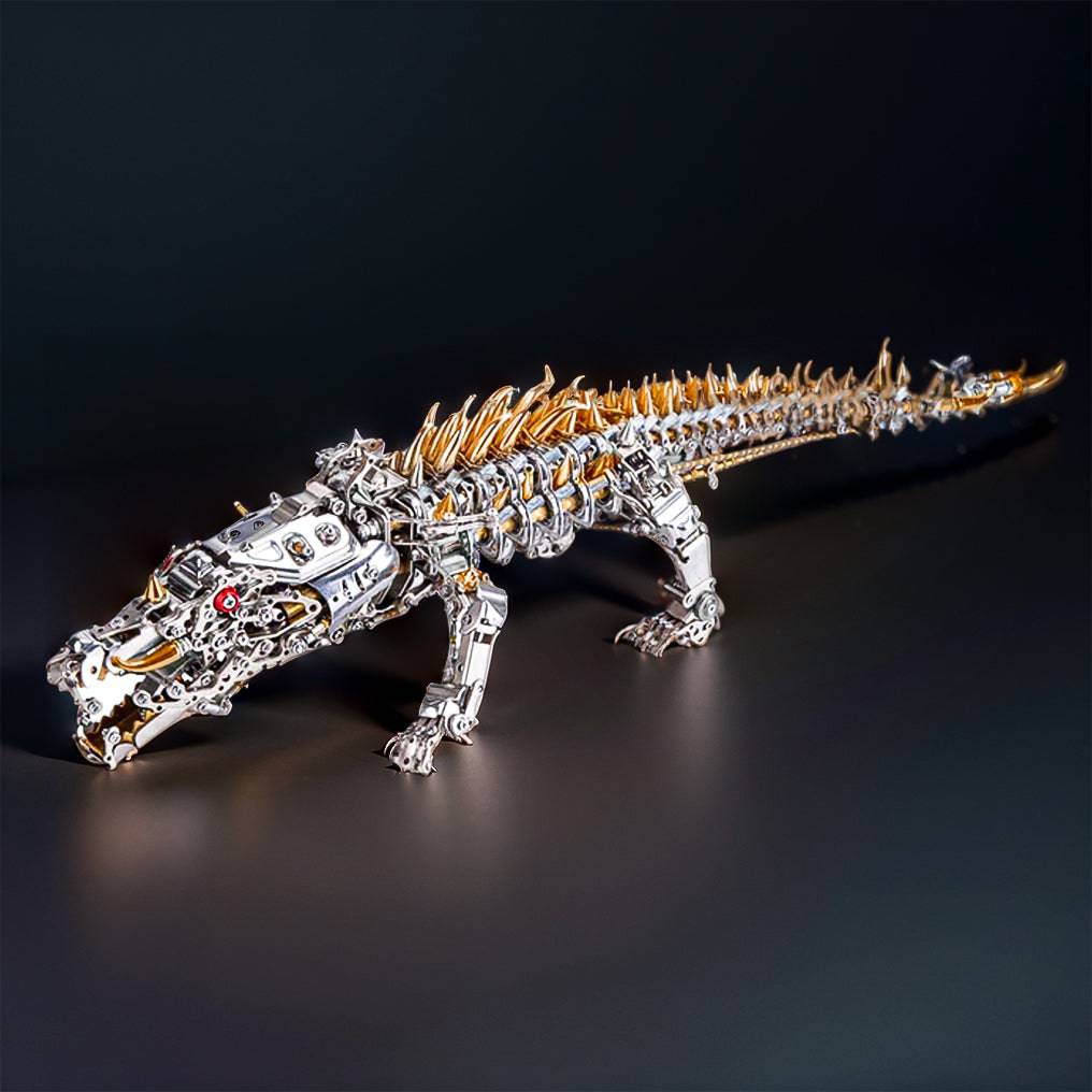 Engaging 3D Metal Mechanical Crocodile Puzzle Model Kit – Over 1500 Intricate Pieces for Fun Assembly! - OPICRAFT