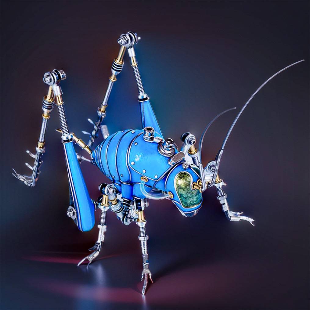 Intricate 3D Metal Steampunk Blue Cricket Mechanical Puzzle Kit – Craft Your Own Masterpiece! - OPICRAFT