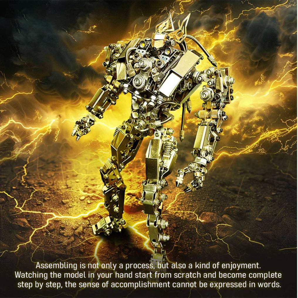 Intricate DIY 3D Steampunk Protoss Mecha Metal Model Kit with LED Lights - Over 1020 Pieces! - OPICRAFT