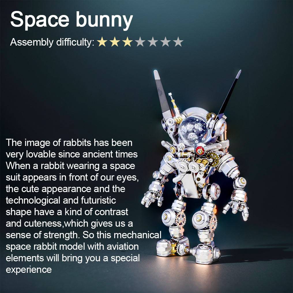 Futuristic 3D Sci-Fi Punk Metal Rabbit Model Kit - 500 Intricate Pieces for Creative Assembly - OPICRAFT