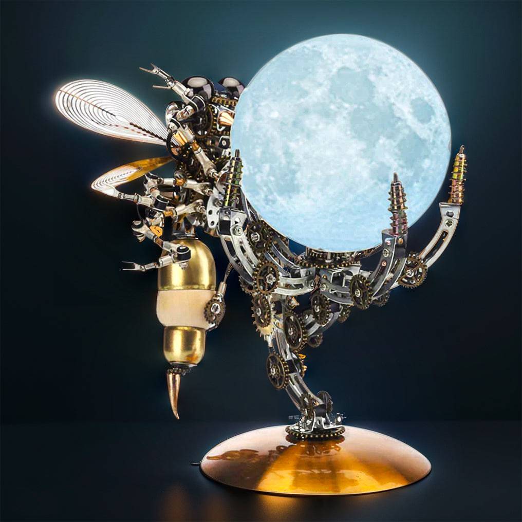 Ingenious 3D Metal Wasp Puzzle Kit with Remote-Controlled Lamp - 627 Intricate Pieces - OPICRAFT
