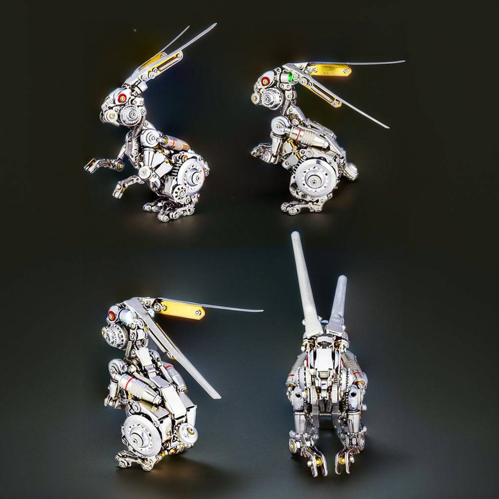 Intriguing DIY 3D Metal Punk Mechanical Rabbit Puzzle Assembly Kit - 500 Pieces of Fun! - OPICRAFT