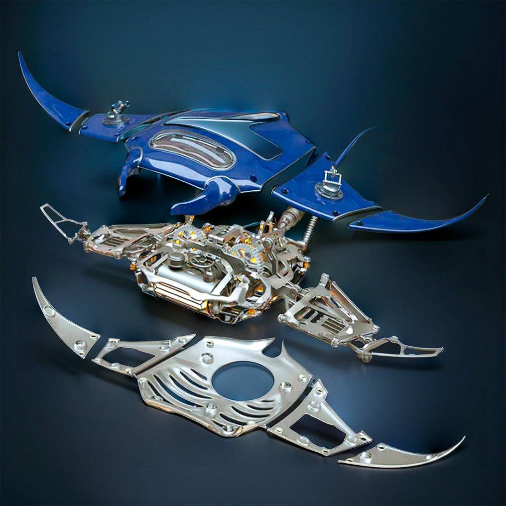 Illuminate Your Imagination: 3D Metal Mechanical Manta Ray Model Kit - Over 200 Pieces for a Stunning Assembly Experience! - OPICRAFT