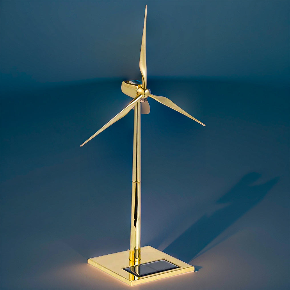 Enchanting Golden DIY 3D Metal Windmill: Solar-Powered Wind Turbine Assembly Model - OPICRAFT