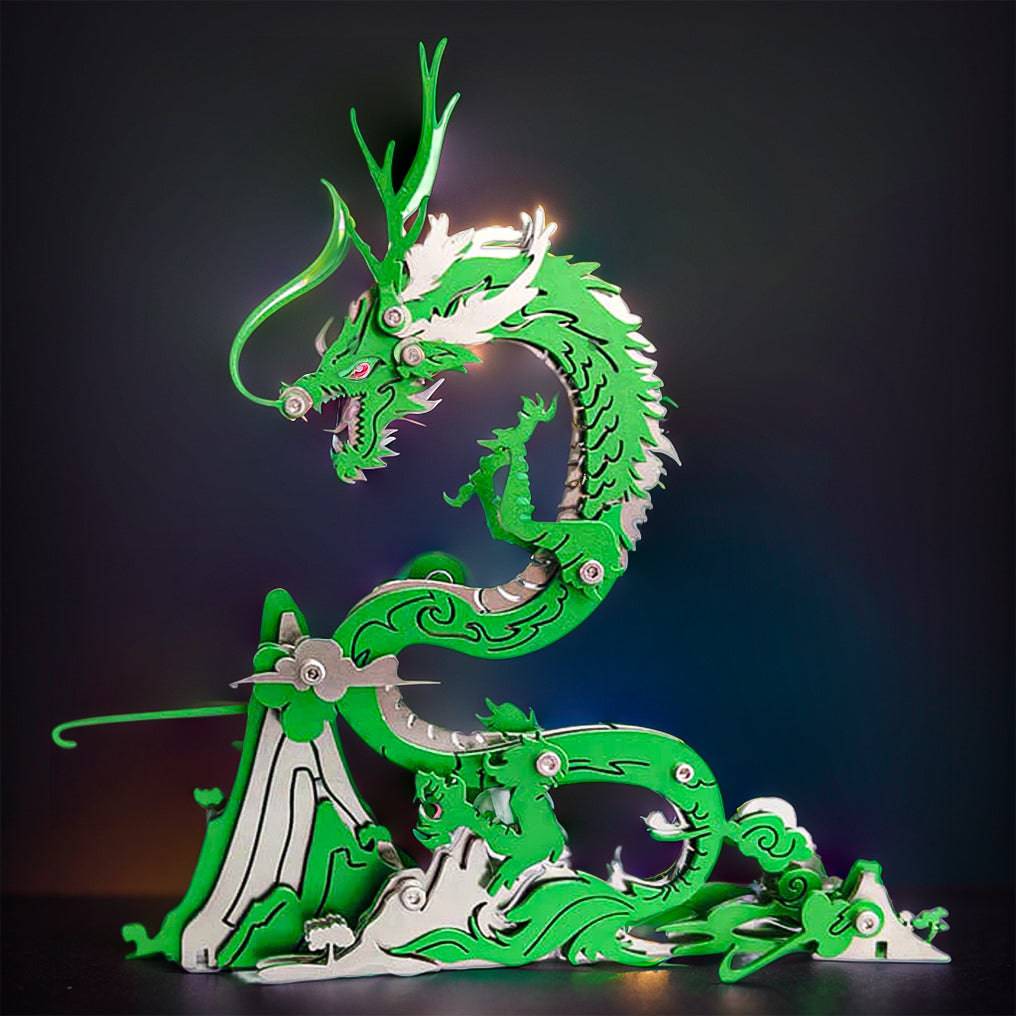 Enchanting 3D Metal Dragon Puzzle: Build Your Own Mythical Mountain Guardian Model Kit - OPICRAFT