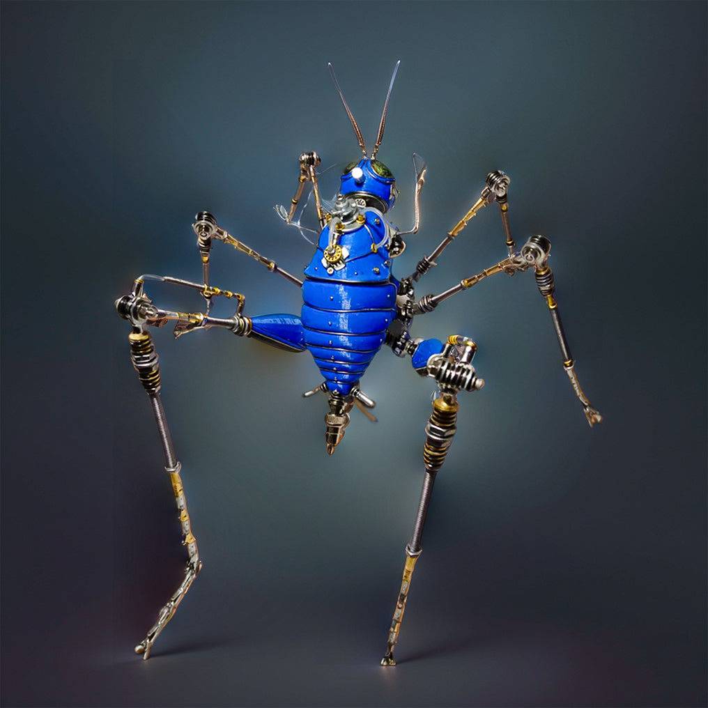 Intricate 3D Metal Steampunk Blue Cricket Mechanical Puzzle Kit – Craft Your Own Masterpiece! - OPICRAFT