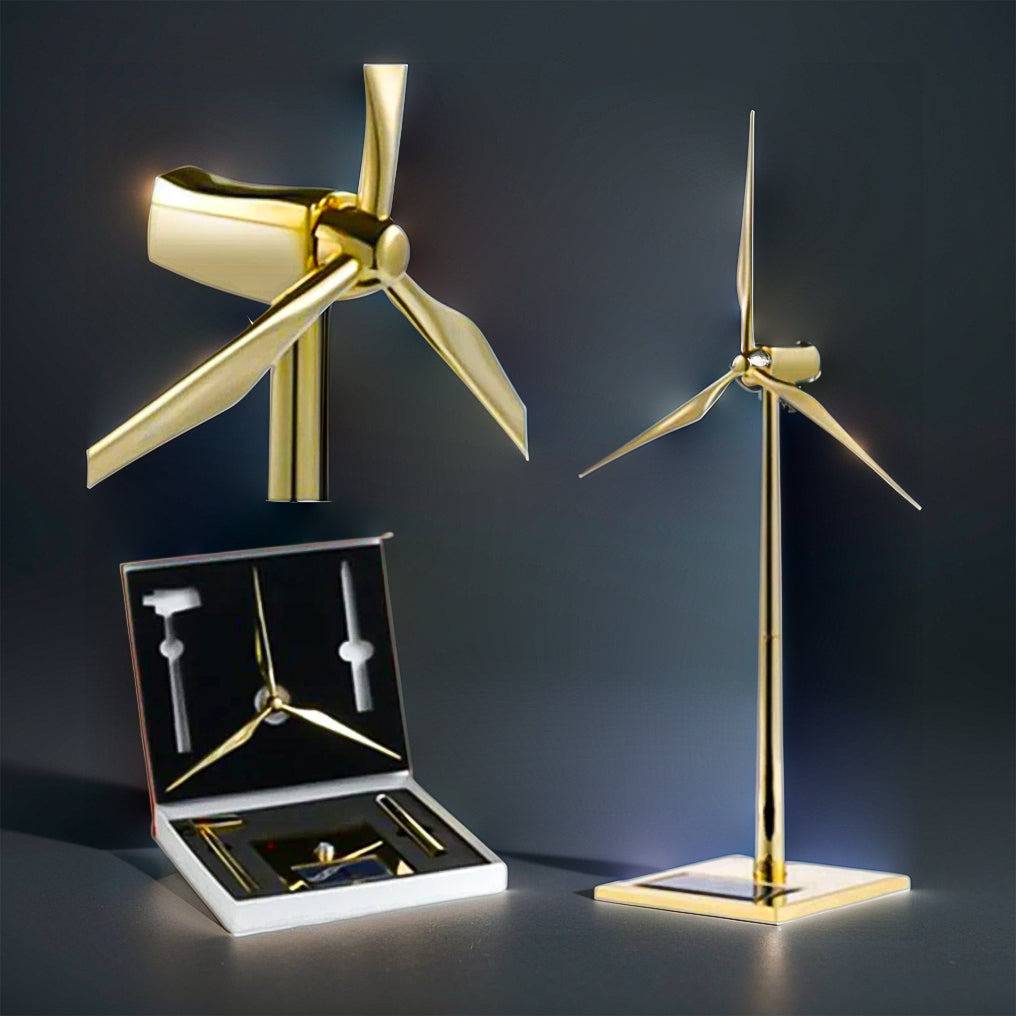 Enchanting Golden DIY 3D Metal Windmill: Solar-Powered Wind Turbine Assembly Model - OPICRAFT