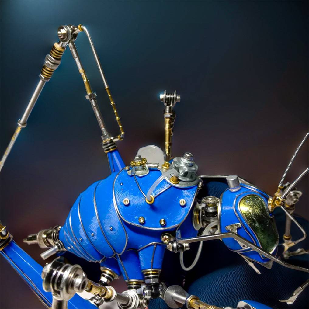 Intricate 3D Metal Steampunk Blue Cricket Mechanical Puzzle Kit – Craft Your Own Masterpiece! - OPICRAFT