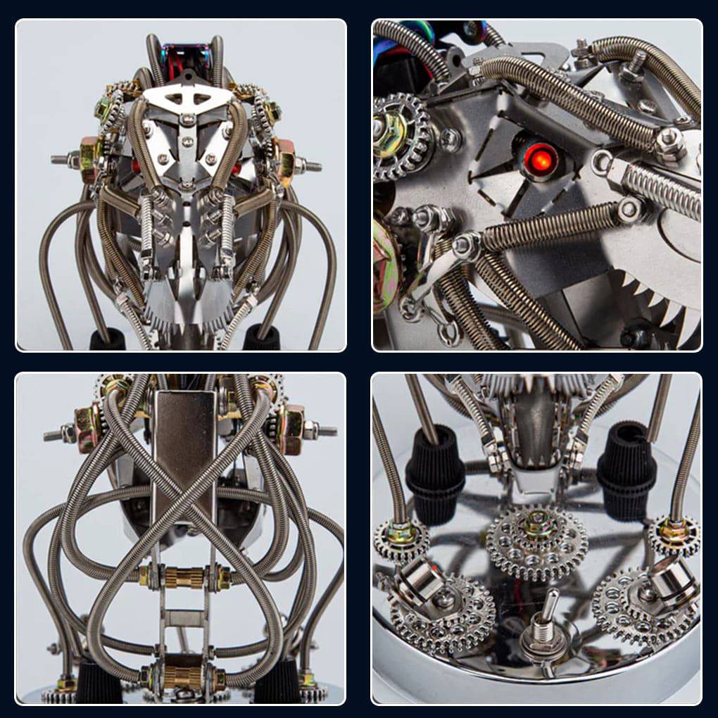 Create Your Own 3D Metal Steampunk Mechanical Dinosaur Head Model Kit - Over 180 Intricate Pieces! - OPICRAFT