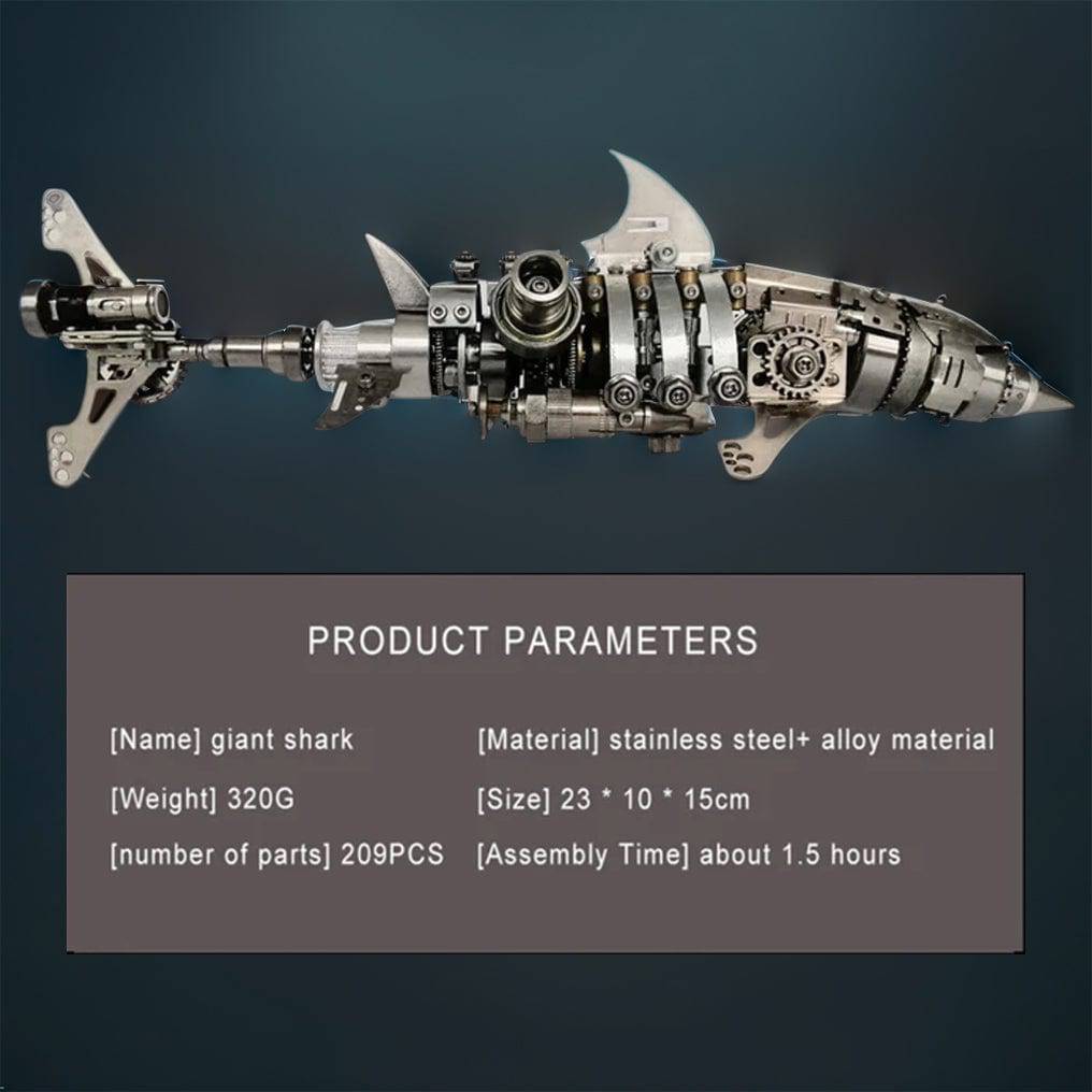 Build Your Own 3D Metal Mechanical Shark Puzzle - 209PCS Assembly Kit! - OPICRAFT