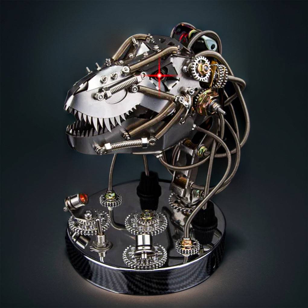 Create Your Own 3D Metal Steampunk Mechanical Dinosaur Head Model Kit - Over 180 Intricate Pieces! - OPICRAFT