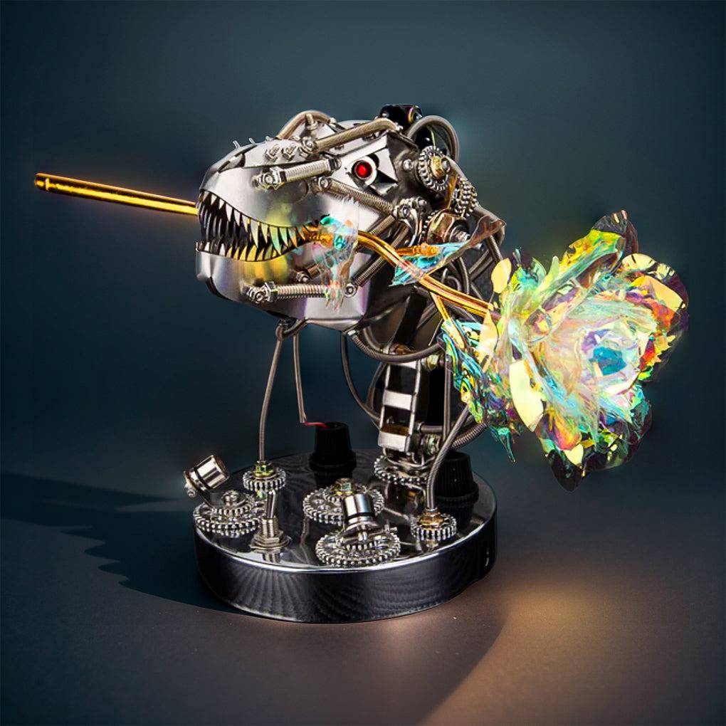 Create Your Own 3D Metal Steampunk Mechanical Dinosaur Head Model Kit - Over 180 Intricate Pieces! - OPICRAFT