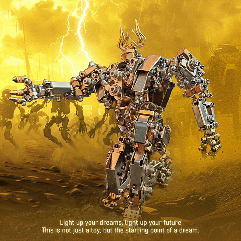 Intricate DIY 3D Steampunk Protoss Mecha Metal Model Kit with LED Lights - Over 1020 Pieces! - OPICRAFT