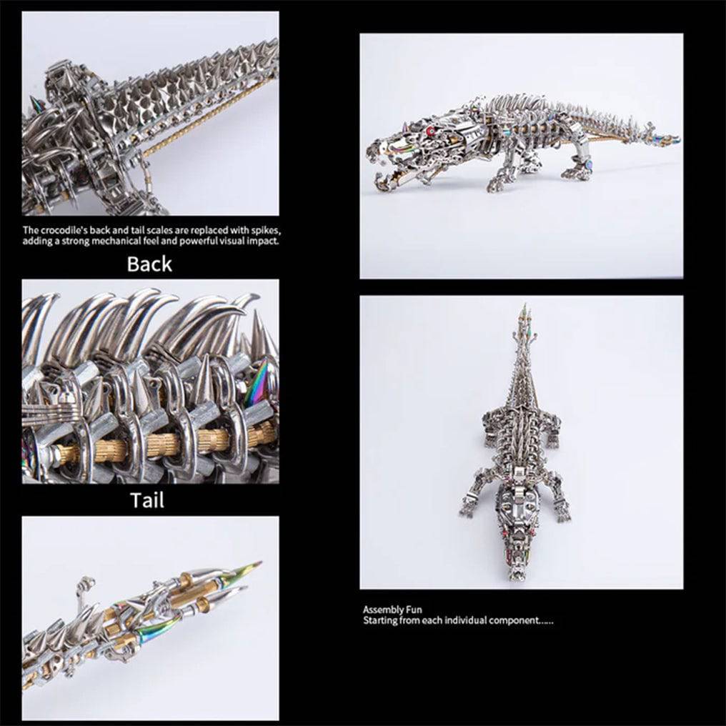 Engaging 3D Metal Mechanical Crocodile Puzzle Model Kit – Over 1500 Intricate Pieces for Fun Assembly! - OPICRAFT