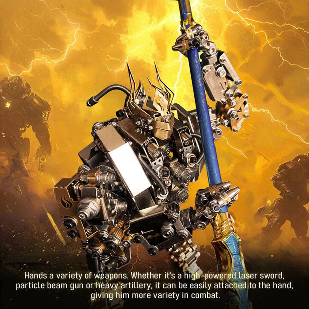 Intricate DIY 3D Steampunk Protoss Mecha Metal Model Kit with LED Lights - Over 1020 Pieces! - OPICRAFT