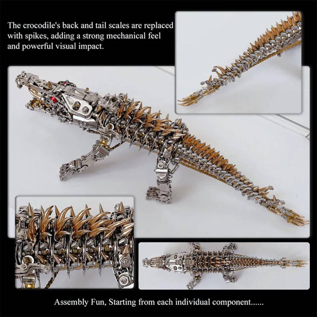 Engaging 3D Metal Mechanical Crocodile Puzzle Model Kit – Over 1500 Intricate Pieces for Fun Assembly! - OPICRAFT