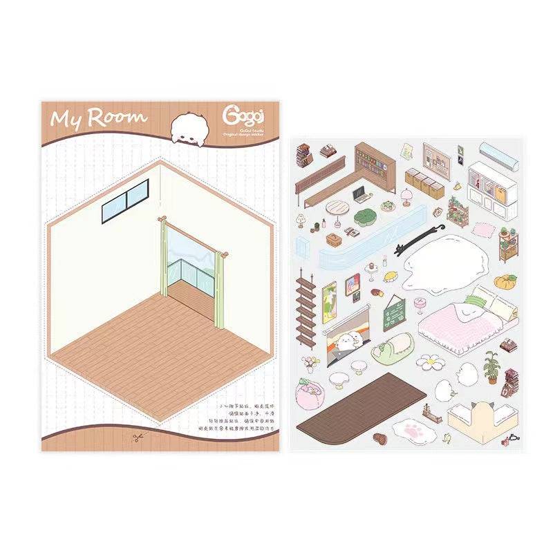 Sticker Scenes! DIY Coffee Flower|Panda Tea House|Bakery Shop|Dream Apartment - OPICRAFT