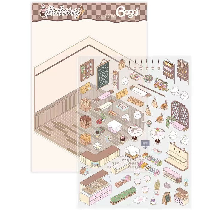 Sticker Scenes! DIY Coffee Flower|Panda Tea House|Bakery Shop|Dream Apartment - OPICRAFT
