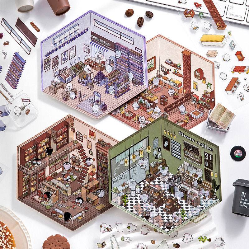Stickers Scene, Make your Own Warm Home|Music Bar|Hot Spring|Gymnasium - OPICRAFT