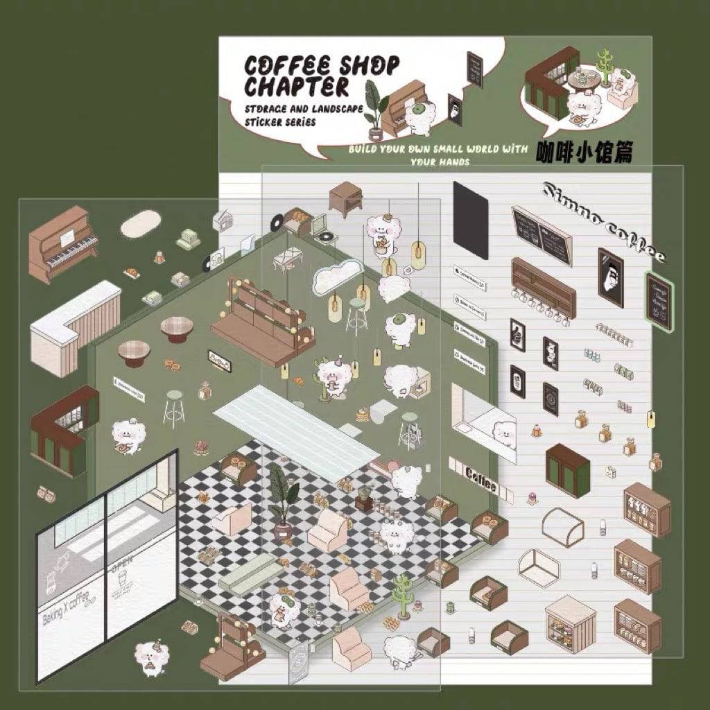 Stickers Scene, Make your Own Warm Home|Music Bar|Hot Spring|Gymnasium - OPICRAFT
