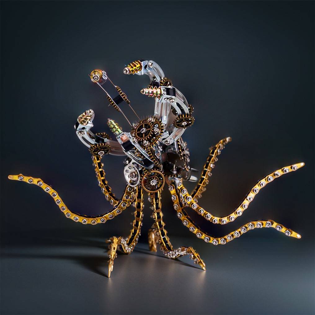 Intricate 3D Metal Steampunk Galaxy Octopus Puzzle & Desk Lamp Set - 1060 PCS for DIY Enthusiasts! - OPICRAFT 