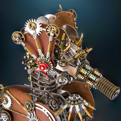 Intricate 3D Steampunk Metal Seahorse Puzzle Kit with Illuminating Lamp - 2100 Pieces of Whimsy! - OPICRAFT 