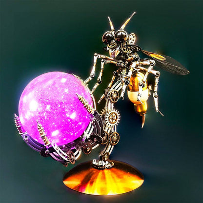 Intricate 3D Steampunk Wasp Model Kit – Engaging 627-Piece Puzzle with Scenic Base - OPICRAFT 