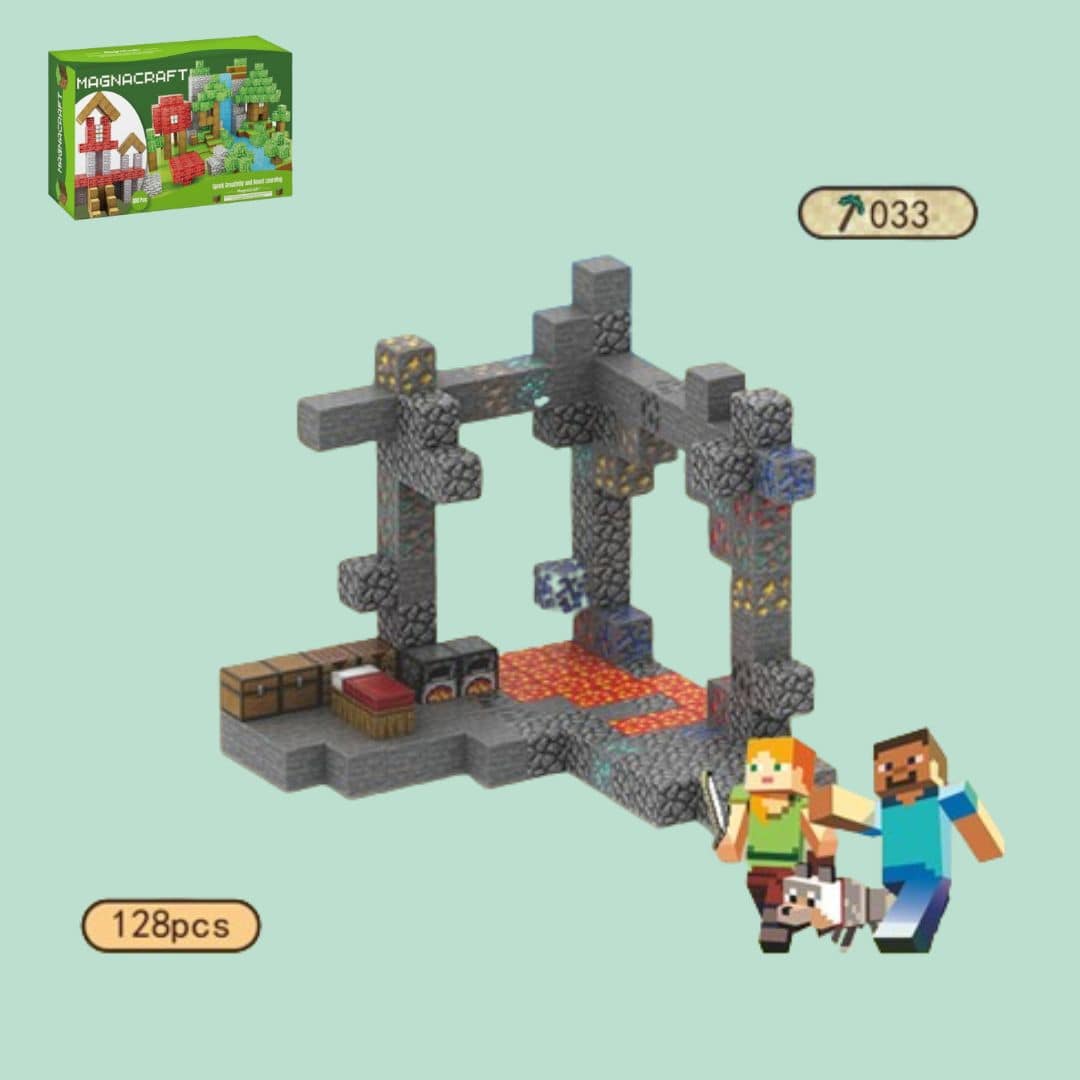 Magnetic Mine Adventure Buildable Blocks (128pcs) - OPICRAFT 