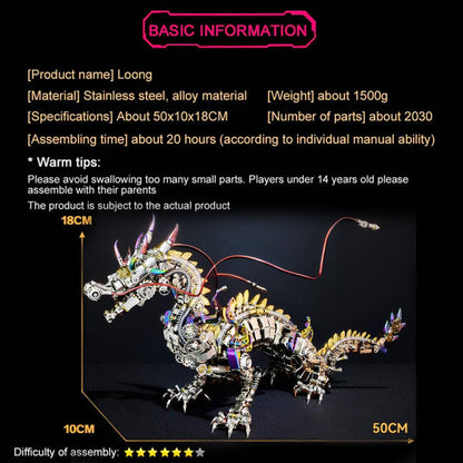 Intricate 3D Mechanical Dragon Metal Puzzle Kit for Adults – Unleash Your Creativity with This Engaging Buildable Toy Set! - OPICRAFT 