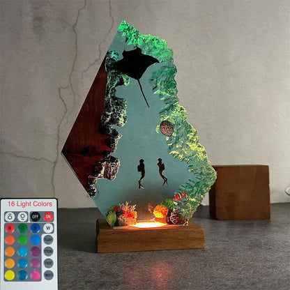 HOT SALE❗Manta Rays and Couple Diver Resin Night Light - OPICRAFT 