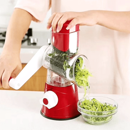 BRIVLOX ARKALIFE™ 3-in-1 Rotary Cheese Grater, Kitchen Mandoline Vegetable Slicer with 3 Interchangeable Blades for Fruit, Vegetables, Nuts - BRIVLOX | Where Innovation Meets Style!