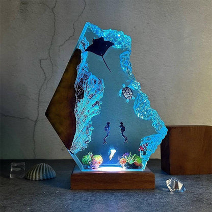 HOT SALE❗Manta Rays and Couple Diver Resin Night Light - OPICRAFT 