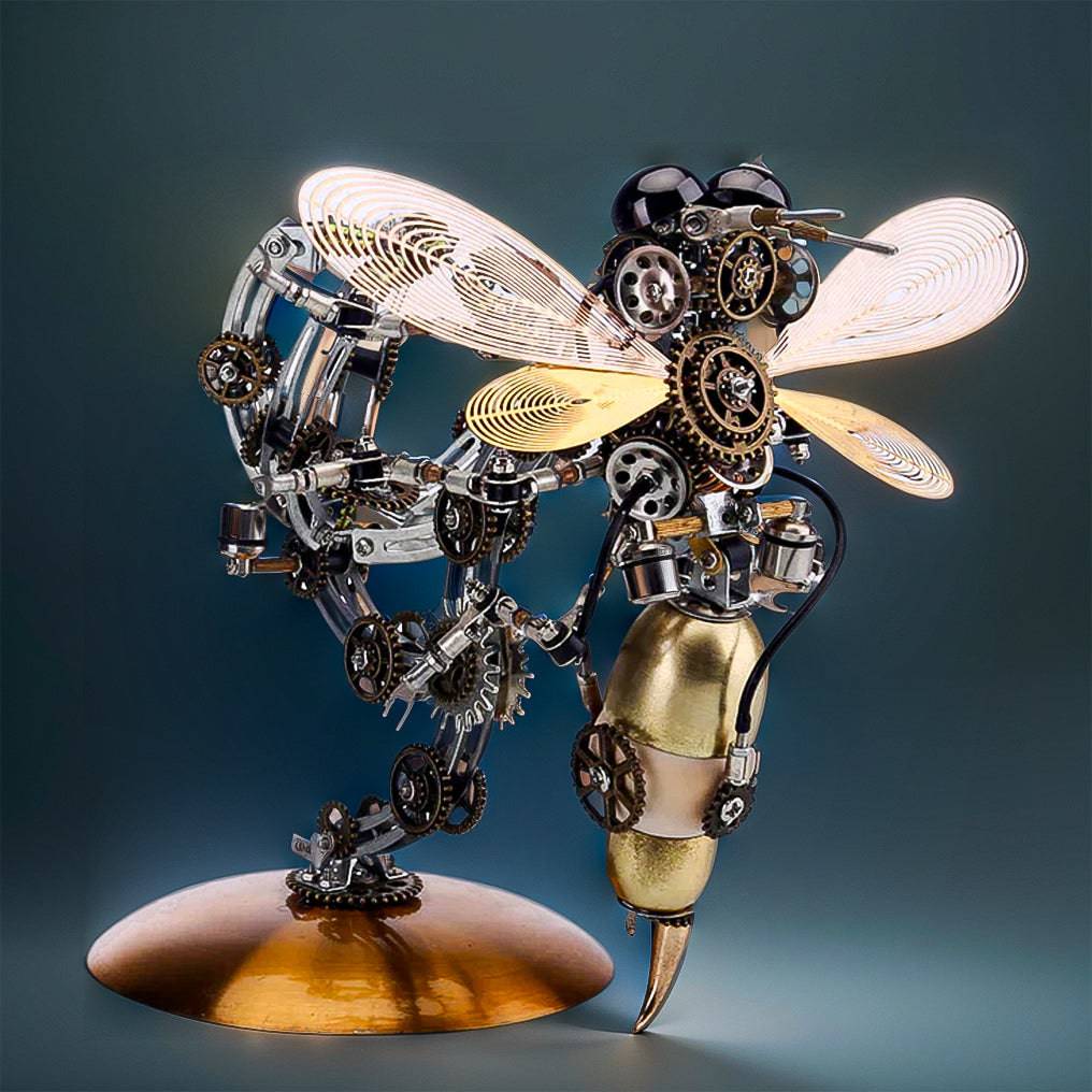 Intricate 3D Steampunk Wasp Model Kit – Engaging 627-Piece Puzzle with Scenic Base - OPICRAFT 