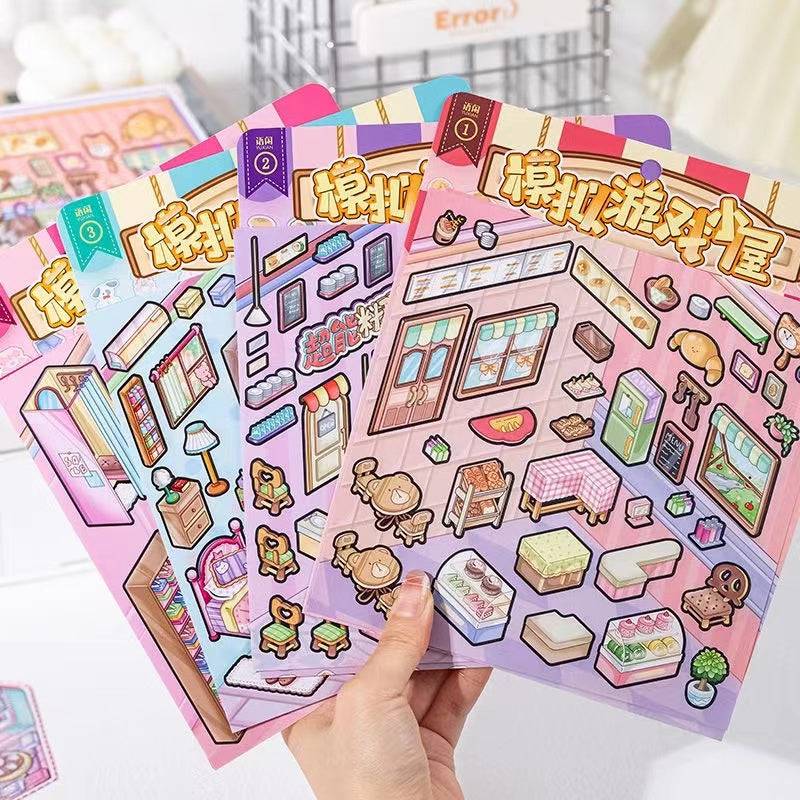 Business Simulation Game Sticker Scene Play Set, Clothing Store|Restaurant|Bakery Shop - OPICRAFT 