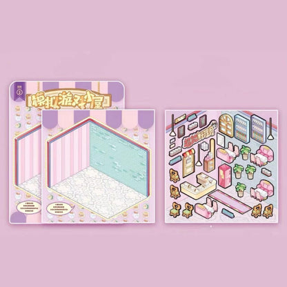 Business Simulation Game Sticker Scene Play Set, Clothing Store|Restaurant|Bakery Shop - OPICRAFT 