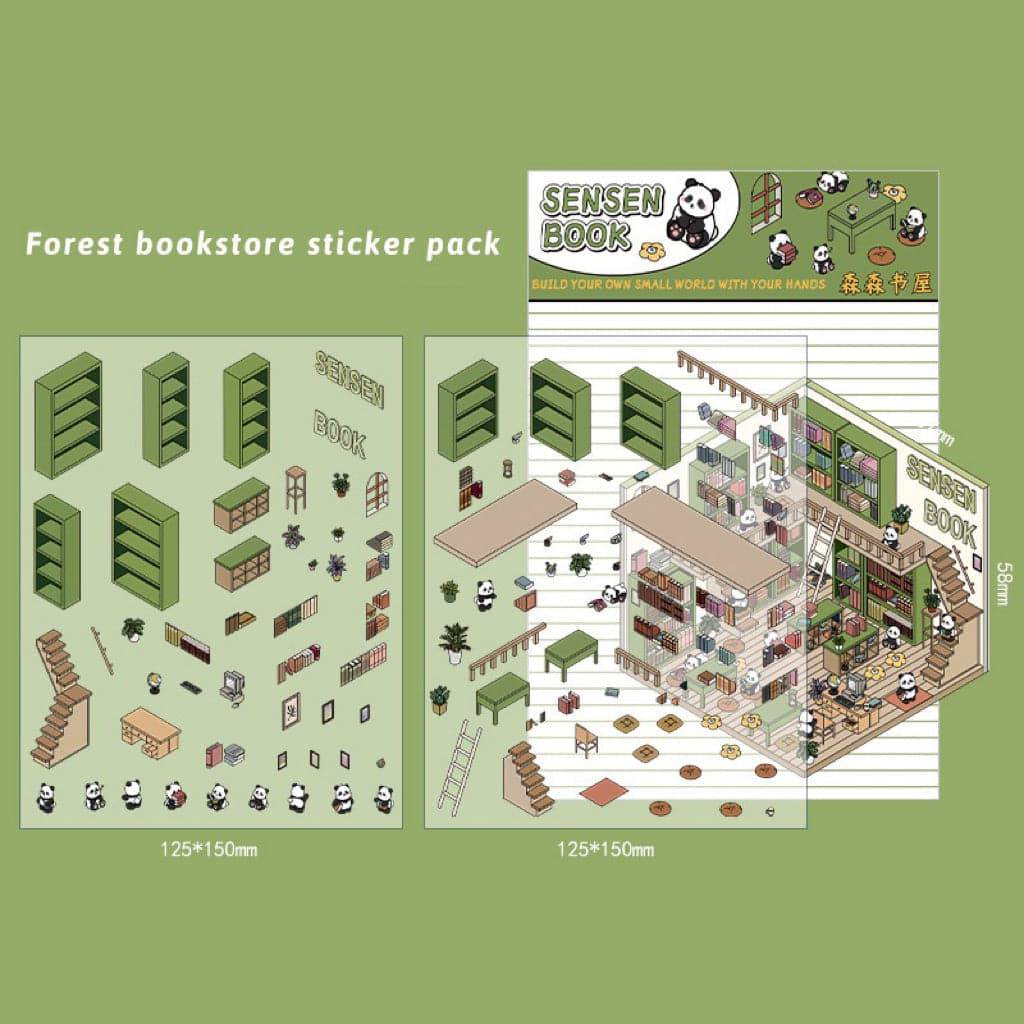 Stickers Scene, Make your Own Apartment|Forest Bookstore|Sushi Bar|Cocoa Cafe - OPICRAFT 