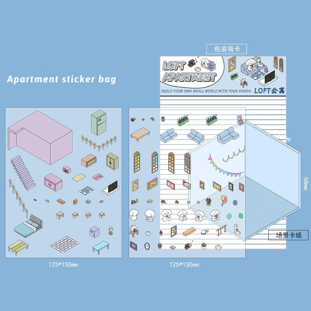 Stickers Scene, Make your Own Apartment|Forest Bookstore|Sushi Bar|Cocoa Cafe - OPICRAFT 