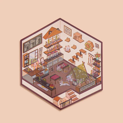 3D Sticker Play Scenes! Pet Coffee|Dessert Store|Girl Shop|Video Arcade - OPICRAFT 