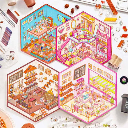 3D Sticker Play Scenes! Pet Coffee|Dessert Store|Girl Shop|Video Arcade - OPICRAFT 