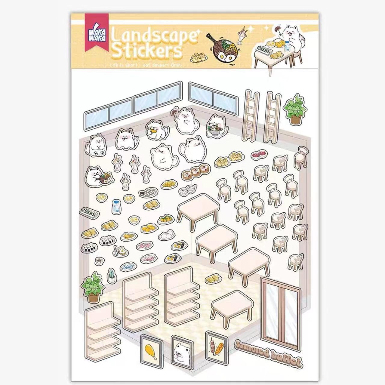 Sticker Play Scenes, Make A Grocery Store|Library|Buffet|Bakery|Bathroom|Panda Room - OPICRAFT 