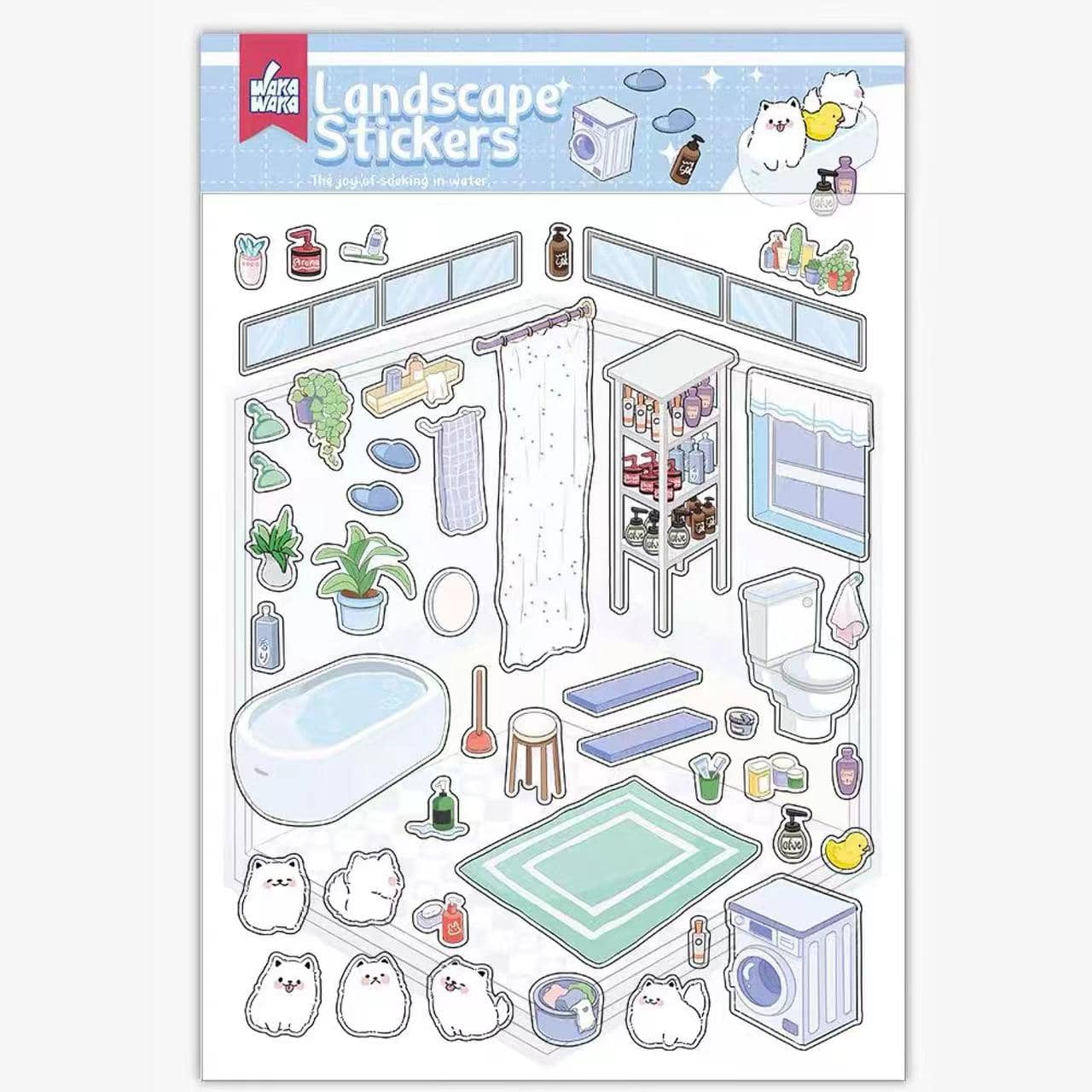 Sticker Play Scenes, Make A Grocery Store|Library|Buffet|Bakery|Bathroom|Panda Room - OPICRAFT 